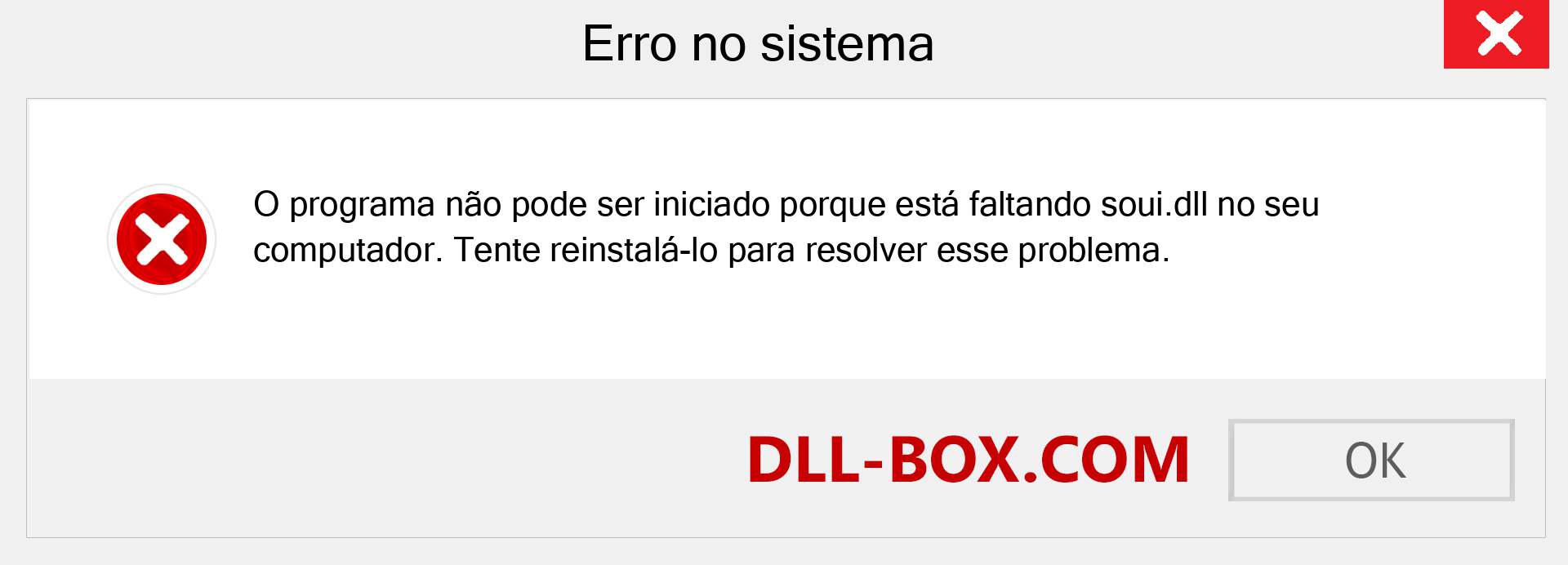 Arquivo soui.dll ausente ?. Download para Windows 7, 8, 10 - Correção de erro ausente soui dll no Windows, fotos, imagens